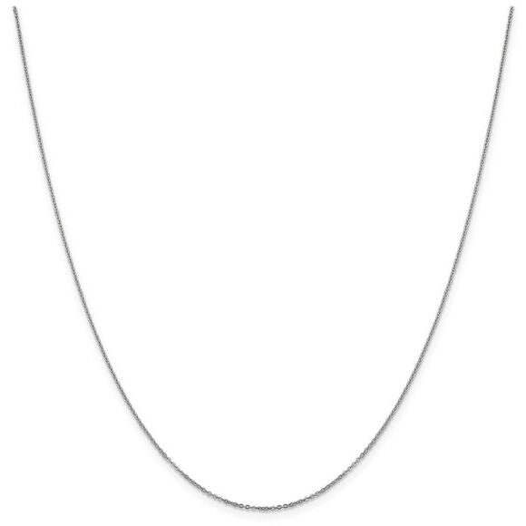 1.1mm 14k White Gold Solid Flat Cable Chain Necklace 18 Inch